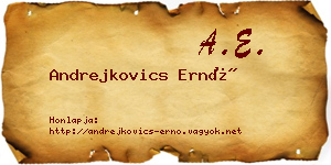 Andrejkovics Ernő névjegykártya