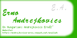 erno andrejkovics business card